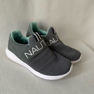 Nautica size 9 Gray/Aqua Slip On Mesh Sneakers.